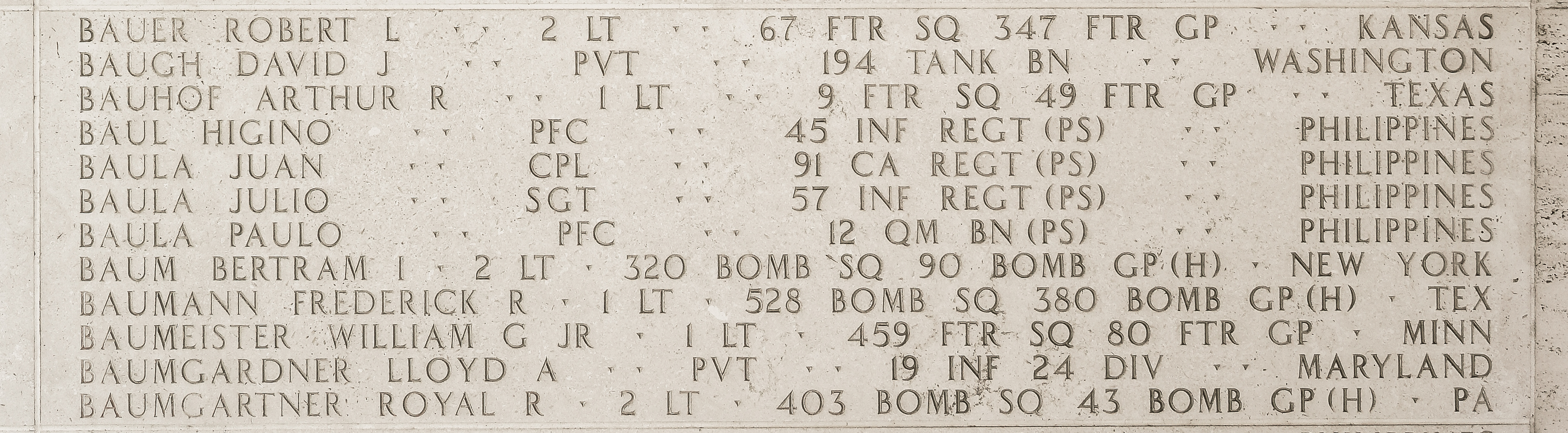 Lloyd A. Baumgardner, Private